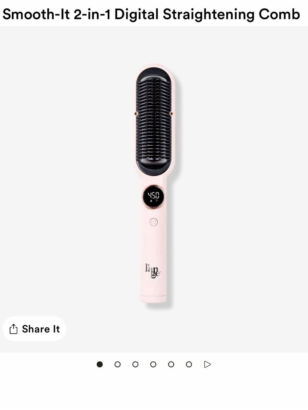 Lange Digital Hair Straightening Brush - Light Pink & Black
